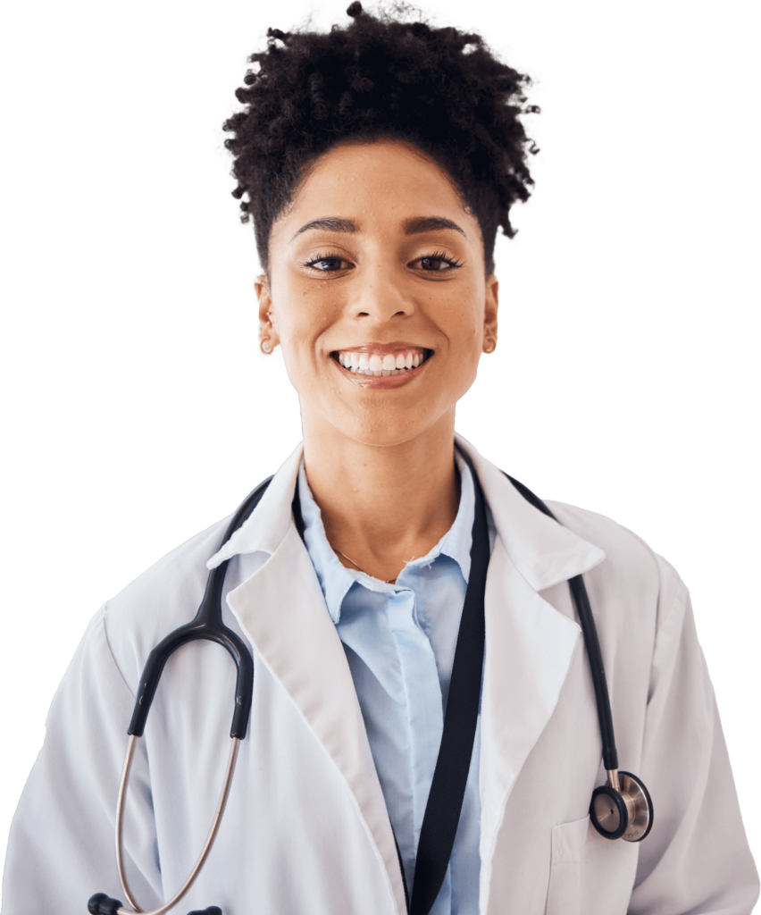 Black woman weight loss doctor with smile